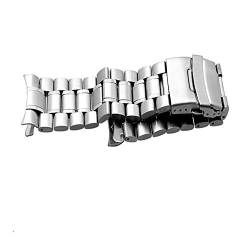 Metall-Ersatzband, Armbänder, Uhrenarmband aus Edelstahl, 18 mm, 20 mm, 22 mm, 24 mm, Armband, gebogenes Ende, Doppelverschluss-Schnalle, Ersatz-Handgelenkgürtel (Farbe: Silber, Größe: ( Color : Silve von VIGANI