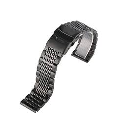 VIGANI Metall-Ersatzband, Armbänder, Uhrenarmband aus Edelstahl, 22 mm, schwarz/silberfarben, for Herrenuhren, Metalluhrenarmband (Color : Black-22mm) von VIGANI