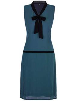 VIJIV Damen 1920er-Jahre-Kleid, V-Ausschnitt, graue Schleife, 20er-Jahre, tolles Gatsby-Kleid - Blau - Mittel von VIJIV