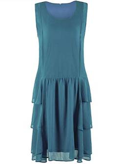 VIJIV Damen Kleid im Stil der 20er Jahre, inspiriert von High Tea Great Gatsby Kastanienbraun mit gestuftem Rock im Stil der 20er Jahre, blau, X-Groß von VIJIV