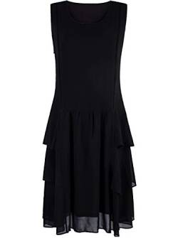 VIJIV Damen Kleid im Stil der 20er Jahre, inspiriert von High Tea Great Gatsby Kastanienbraun mit gestuftem Rock im Stil der 20er Jahre - Schwarz - Mittel von VIJIV