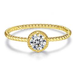 VIKI LYNN 18K Vergoldete Verlobungsband Ring mit Herzen Pfeile geschnitten Solitaire Hochzeit Ring für Frauen Größe 55 (17.5) von VIKI LYNN
