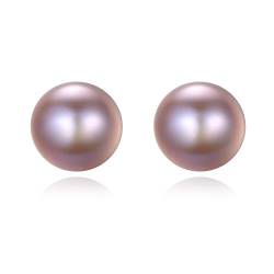 VIKI LYNN Damen-Ohrstecker Hochwertige Süßwasser-Zuchtperlen in ca. 7-8 mm Button weiß 925 Sterling Silber - Perlenohrstecker mit echten Lavendel Perlen von VIKI LYNN