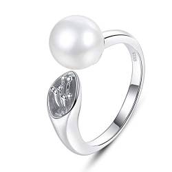 VIKI LYNN Offener verstellbarer Perlenring aus 925 Sterling Silber und 8–9mm Süßwasserperle knopf Jubiläumsgeschenke für Frauen von VIKI LYNN