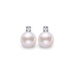 VIKI LYNN Perlen Damen-Ohrringe 925 Sterling Silber und 8–9 mm Süßwasser-Zuchtperle Geschenk fuer Frauen Mädchen von VIKI LYNN