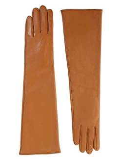 VIKIDEER Elegante Winterhandschuhe aus echtem Leder für Damen, mit Touchscreen-Funktion, warm gefüttert, Schwarz, 49,6 cm Champagner, XX-Large von VIKIDEER