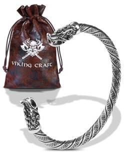 VIKING CRAFT Wikinger Schmuck Armband Edelstahl - Fenrir Armband Herren - Wikinger Armreif Herren, Wikinger Deko, Mittelalter Deko, Wikinger Geschenke Männer Schmuck, LARP Wolf Armband Viking von VIKING CRAFT