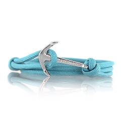 Anker Armband Nylon Modeschmuck Maritim Unisex :: Ankerfarbe: Silber :: (Turquoise Sea) von VIKINGS