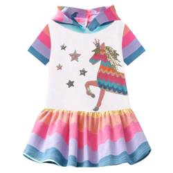 VIKITA Mädchen Baumwolle Kurzarm Streifen Tiere T-Shirt Kleid EINWEG Sh7600 3T von VIKITA