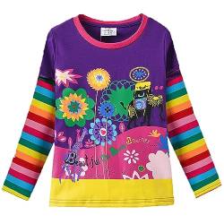 VIKITA Mädchen Langarm Baumwolle T-Shirt Top, Size 3-4 Years (Height 104cm), Farbe: L328lila von VIKITA