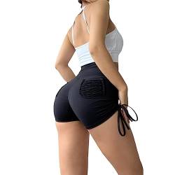 VIKMKM Damen Radlerhose High Waist Shorts Blickdicht Kurze Leggings Yoga Fitness Gym mit Tasche Shorts von VIKMKM
