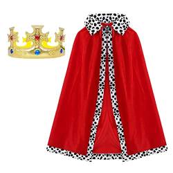 VIKSAUN Königinsmantel Rot, Königsumhang, Königsmantel Krone König Kaiser Adeliger Herzog Karneval Kostüm Mottoparty (Rot) von VIKSAUN