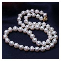 VILFO 8-9 mm natürliche Perlenkette for Frauen, echte 14 Karat runde Perlenkette Hochzeitsschmuck Birde feines Geschenk JIYUEYIN (Color : 45cm, Size : White pearl necklace) von VILFO
