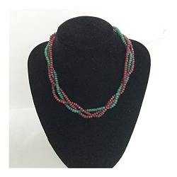 VILFO Heilstein-Weinlese-klassischer Naturstein-Schmuck Eleganter edler Smaragd-Perlen-Ketten-Choker-Halskette mit ein/zwei/drei/vier Schichten Geschenken (Color : Large) von VILFO