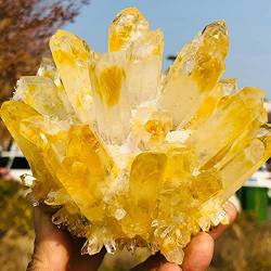 VILFO Natürlicher gelber Phantom-Quarzkristall-Cluster-Exemplar-Energiestein DAICHJAGYIN (Material : 200-250g) von VILFO