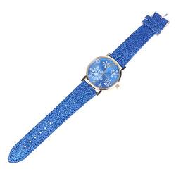 VILLCASE Stilvolle Schneeflocke Gesicht Weihnachtsuhr Mode Dame Armbanduhr blau von VILLCASE