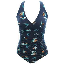 VILOREE Damen Bademode Einteiler Badeanzug Monokini Formend Badeanzug Bauchweg Softcups Rückenfrei Blumen M von VILOREE