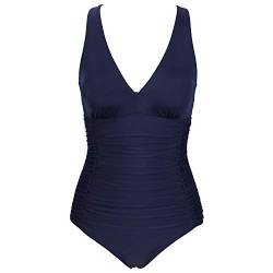 VILOREE Damen Bademode Einteiler Badeanzug Monokini Formend Badeanzug Bauchweg Softcups Rückenfrei Navy XXXL von VILOREE