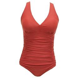 VILOREE Damen Bademode Einteiler Badeanzug Monokini Formend Badeanzug Bauchweg Softcups Rückenfrei Rot S von VILOREE