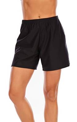 VILOREE Damen Badeshorts Kurze Badehose Wassersport Bikinihose Schwimmhose Schwimmshorts Schnell Trocknendes Schwarz M von VILOREE