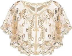 VILOREE Damen Umschlagtücher Stola für Abendkleid 1920s Retro Schal Hochzeit Party Braut Schal Gatsby Kostüm Accessoires Beige (57) von VILOREE