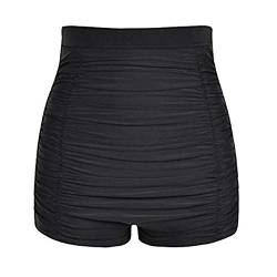 VILOREE Damen hohe Taille Bikini Unterteil Badehose Tankinihose Hotpants Bauch Weg Schwarz S von VILOREE