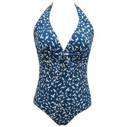 VILOREE Rockbilliy 50s Damen one Piece Badeanzug Bademode Monokini Neckholder Bauchweg Möwe L von VILOREE