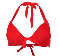 VILOREE Vintage 1950's Rockabilly Damen Frauen Bikini Oberteile Push Up Neckholder Bügellos Rot S von VILOREE