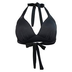 VILOREE Vintage 1950's Rockabilly Damen Frauen Bikini Oberteile Push Up Neckholder Bügellos Schwarz-2 L von VILOREE