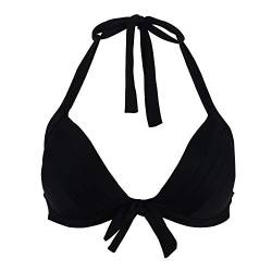 VILOREE Vintage 1950's Rockabilly Damen Frauen Bikini Oberteile Push Up Neckholder Bügellos Schwarz L von VILOREE