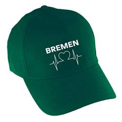 VIMAVERTRIEB® Baseballcap Bremen - Herzschlag - Druck: weiß - Cap Kappe Mütze Schirmmütze Fußball Fanartikel Fanshop - grün von VIMAVERTRIEB