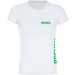 VIMAVERTRIEB® Damen T-Shirt Bremen - Brust & Seite - Druck: grün - Frauen Shirt Fußball Fanartikel Fanshop - Größe: S weiß von VIMAVERTRIEB