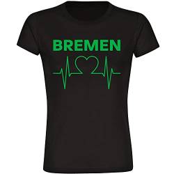 VIMAVERTRIEB® Damen T-Shirt Bremen - Herzschlag - Druck: grün - Frauen Shirt Fußball Fanartikel Fanshop - Größe: XL schwarz von VIMAVERTRIEB