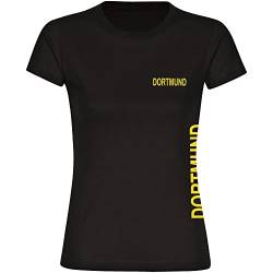 VIMAVERTRIEB® Damen T-Shirt Dortmund - Brust & Seite - Druck: gelb - Frauen Shirt Fußball Fanartikel Fanshop - Größe: M schwarz von VIMAVERTRIEB