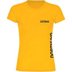 VIMAVERTRIEB® Damen T-Shirt Dortmund - Brust & Seite - Druck: schwarz - Frauen Shirt Fußball Fanartikel Fanshop - Größe: M gelb von VIMAVERTRIEB