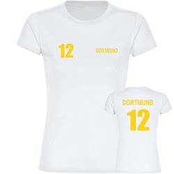 VIMAVERTRIEB® Damen T-Shirt Dortmund - Trikot 12 - Druck: gelb - Frauen Shirt Fußball Fanartikel Fanshop - Größe: XL weiß von VIMAVERTRIEB