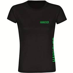 VIMAVERTRIEB® Damen T-Shirt Hannover - Brust & Seite - Druck: grün - Frauen Shirt Fußball Fanartikel Fanshop - Größe: M schwarz von VIMAVERTRIEB