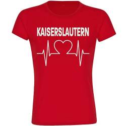 VIMAVERTRIEB® Damen T-Shirt Kaiserslautern - Herzschlag - Druck: weiß - Frauen Shirt Fußball Fanartikel Fanshop - Größe: XL rot von VIMAVERTRIEB