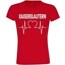 VIMAVERTRIEB® Damen T-Shirt Kaiserslautern - Herzschlag - Druck: weiß - Frauen Shirt Fußball Fanartikel Fanshop - Größe: XXL rot von VIMAVERTRIEB