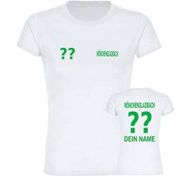 VIMAVERTRIEB® Damen T-Shirt Mönchengladbach - Trikot mit Deinem Namen und Nummer - Druck: grün - Frauen Shirt Fußball Fanartikel - Größe: S weiß von VIMAVERTRIEB