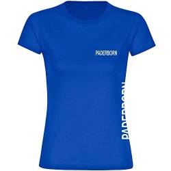 VIMAVERTRIEB® Damen T-Shirt Paderborn - Brust & Seite - Druck: weiß - Frauen Shirt Fußball Fanartikel Fanshop - Größe: S blau von VIMAVERTRIEB