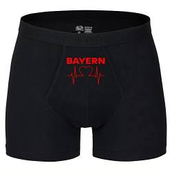 VIMAVERTRIEB® Herren Boxer Short Bayern - Herzschlag - Druck: rot - Männer Boxershort Unterwäsche Fußball Fanartikel Fanshop - Größe: L schwarz von VIMAVERTRIEB