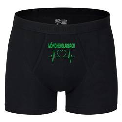 VIMAVERTRIEB® Herren Boxer Short Mönchengladbach - Herzschlag - Druck: grün - Männer Boxershort Unterwäsche Fußball Fanartikel - Größe: XXL schwarz von VIMAVERTRIEB