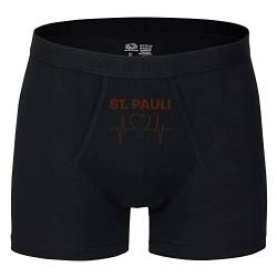 VIMAVERTRIEB® Herren Boxer Short St. Pauli - Herzschlag - Druck: braun - Männer Boxershort Unterwäsche Fußball Fanartikel Fanshop - Größe: XXL schwarz von VIMAVERTRIEB