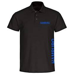 VIMAVERTRIEB® Herren Poloshirt Hamburg - Brust & Seite - Druck: blau - Männer Polo Shirt Fußball Fanartikel Fanshop - Größe: L schwarz von VIMAVERTRIEB