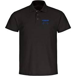 VIMAVERTRIEB® Herren Poloshirt Hamburg - Herzschlag - Druck: blau - Männer Polo Shirt Fußball Fanartikel Fanshop - Größe: 4XL schwarz von VIMAVERTRIEB