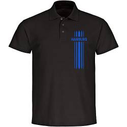 VIMAVERTRIEB® Herren Poloshirt Hamburg - Streifen - Druck: blau - Männer Polo Shirt Fußball Fanartikel Fanshop - Größe: XL schwarz von VIMAVERTRIEB