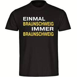 VIMAVERTRIEB® Herren T-Shirt Braunschweig - Einmal Immer - Druck: gelb/weiß - Männer Shirt Fußball Fanartikel Fanshop - Größe: XL schwarz-1 von VIMAVERTRIEB