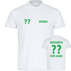 VIMAVERTRIEB® Herren T-Shirt Bremen - Trikot mit Deinem Namen und Nummer - Druck: grün - Männer Shirt Fußball Fanartikel Fanshop - Größe: M weiß von VIMAVERTRIEB