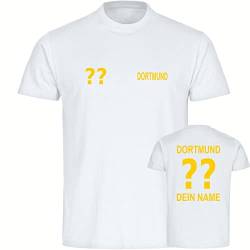 VIMAVERTRIEB® Herren T-Shirt Dortmund - Trikot mit Deinem Namen und Nummer - Druck: gelb - Männer Shirt Fußball Fanartikel Fanshop - Größe: XXL weiß von VIMAVERTRIEB